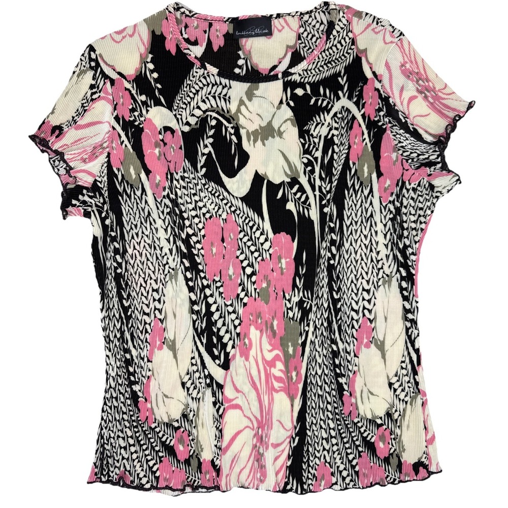 Brittany Black Women's Blouse Small ‎ Floral Crinkle Boho Dressy Top